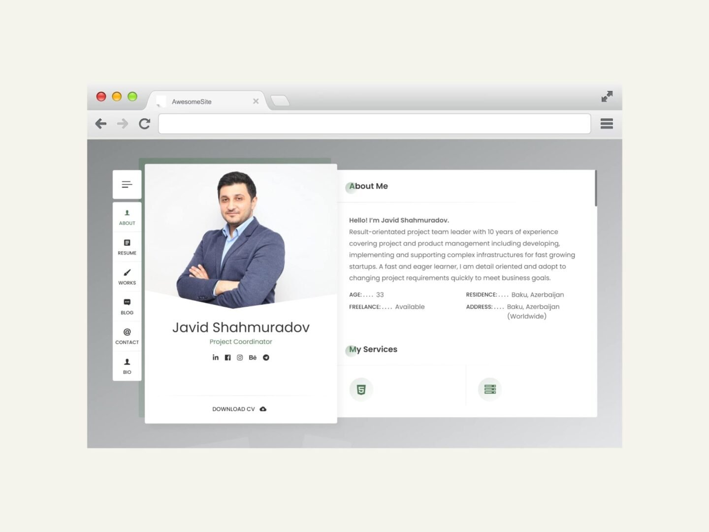 javidshah.info - Cavid Şahmuradov üçün hazırlanmış Resume-Bloq-Portfolio tipli WordPress Sayt